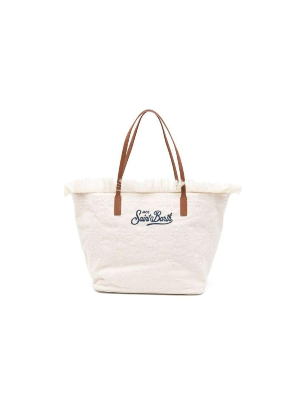 Borsa City Medium MC2 Saint Barth bianca con frange CBMF001 01034L MC2 ST. BARTH KIDS 