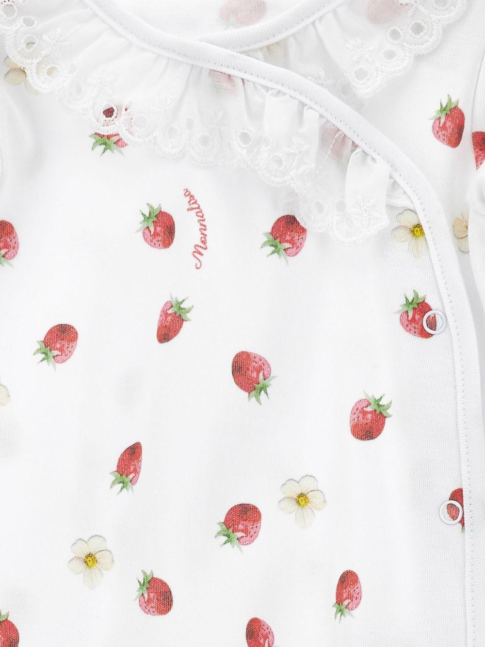 Tutina per neonata Monnalisa bianca con stampa con fragole 35G208 7082 9944 MONNALISA KIDS 