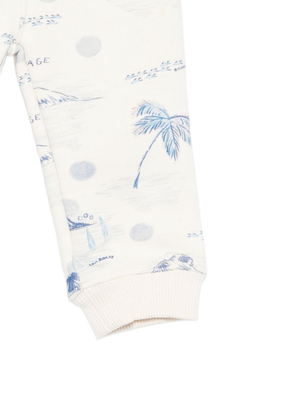 Pantaloni per neonato Bonpoint bianco con stampa grafica blu all-over S06YPAK00003 615 BONPOINT KIDS 