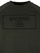 Felpa per bambino Balmain Kids verde con logo ricamato BX4P80 Z3183 762NE BALMAIN KIDS 