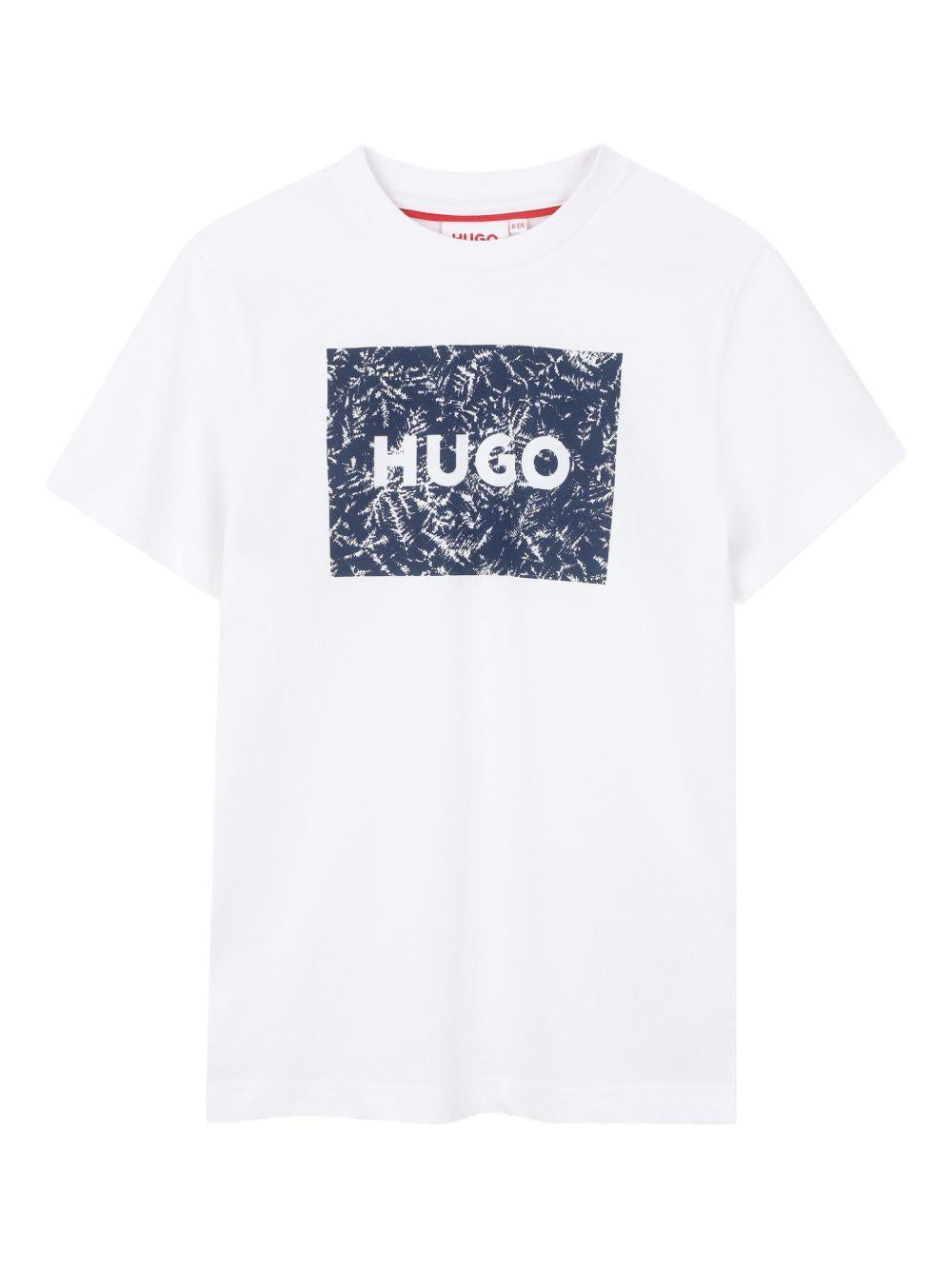 T-shirt per bambino Hugo Kids bianca con logo sul davanti G01020 10P Hugo KIDS 