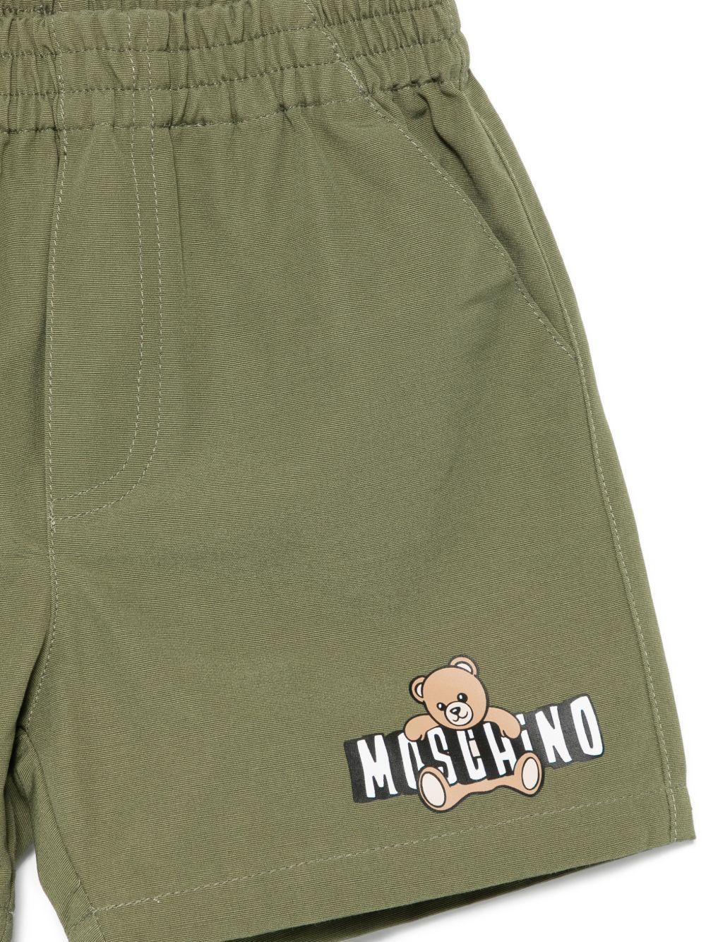 Shorts per neonato Moschino Kids verde con dettaglio Teddy Bear MUQ01NLLA14 30037 MOSCHINO KIDS 