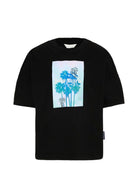 T-shirt per bambino Palma Angeks Kids nera con stampa grafica PBAA002S26JER003 110 PALM ANGELS KIDS 