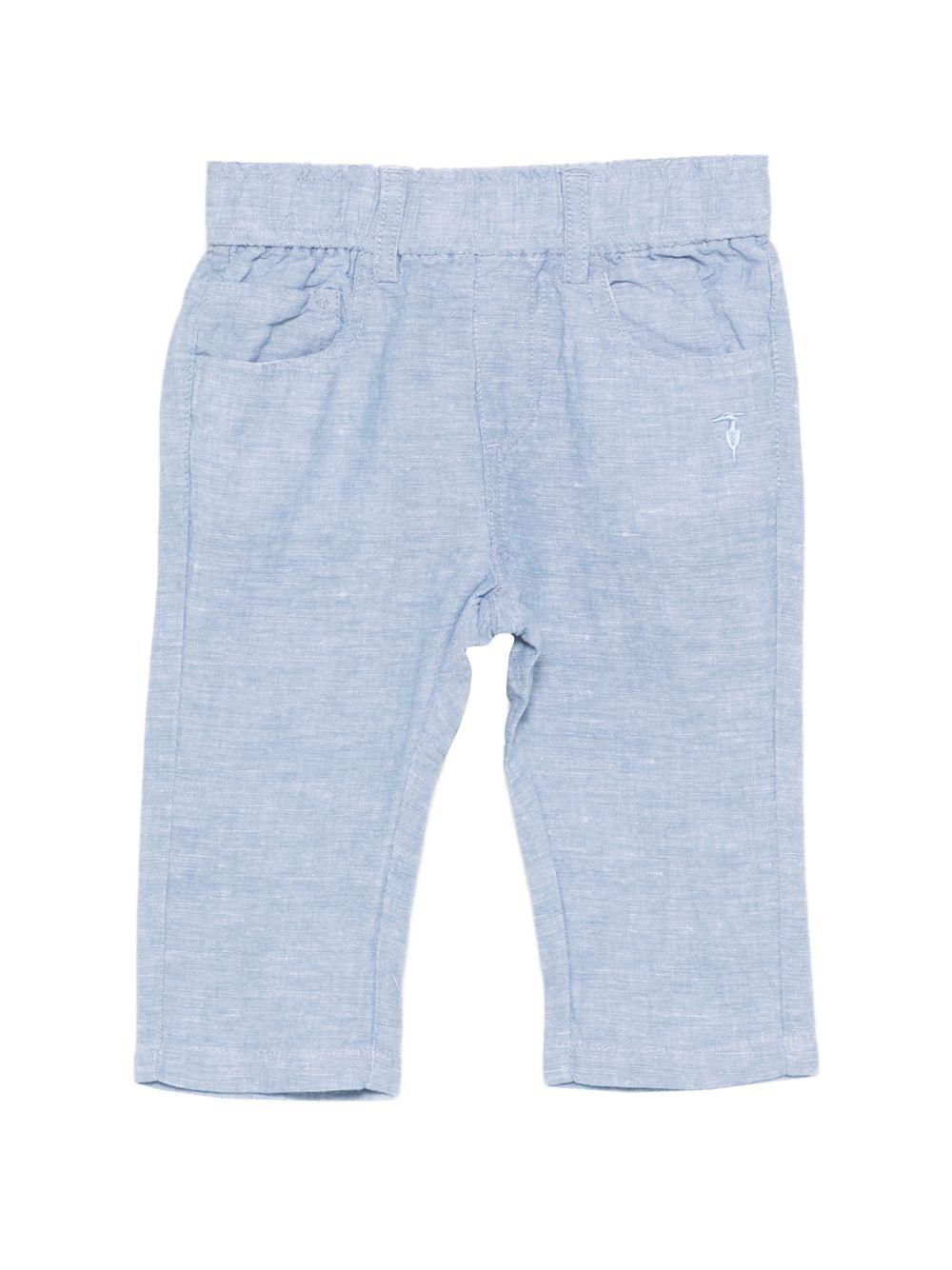 Pantaloni per neonato TRUSSARDI JUNIOR azzurro con tasche TIP26038PA BLUE RIV. TRUSSARDI KIDS 