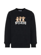 Felpa per bambino Moschino kdis nera con stampa orsetti HVF08VLCA88 60100 MOSCHINO KIDS 