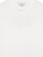 T-shirt per bambini Fendi Kids bianca con logo sul davanti JUI174 7AJ F0TU9 FENDI KIDS 
