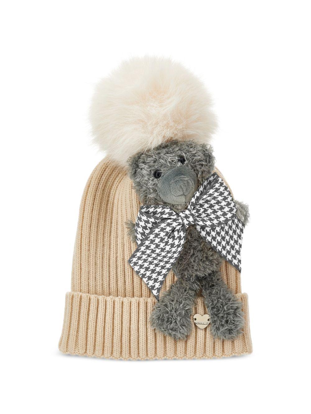 Cappello per bambina Monnalisa Kids beige con orsetto applicato 19H009 8064 029F MONNALISA KIDS 