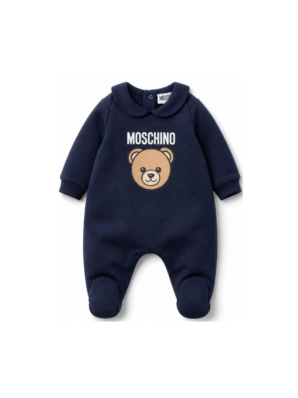 Tutina per neonato Moschino Kids blu con stampa Teddy Bear MUY09OLCA40 40016 MOSCHINO KIDS 