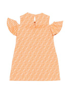 Abito per bambina Fendi Kids arancione con dettagli con ruches JFB845 AVW1 F1JYS FENDI KIDS 