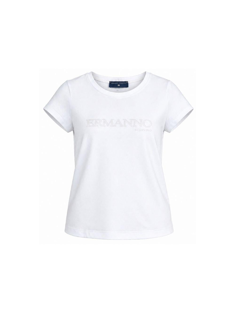 T-shirt per bambina Ermanno Scervino Junior bianca con logo sul davanti Z1G608 7201 0099 ERMANNO SCERVINO KIDS 