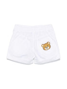 Pantaloncini con stampa logo per neonato Moschino Kids bianco con elastico in vita MUQ01JLLA03 10101 MOSCHINO KIDS 
