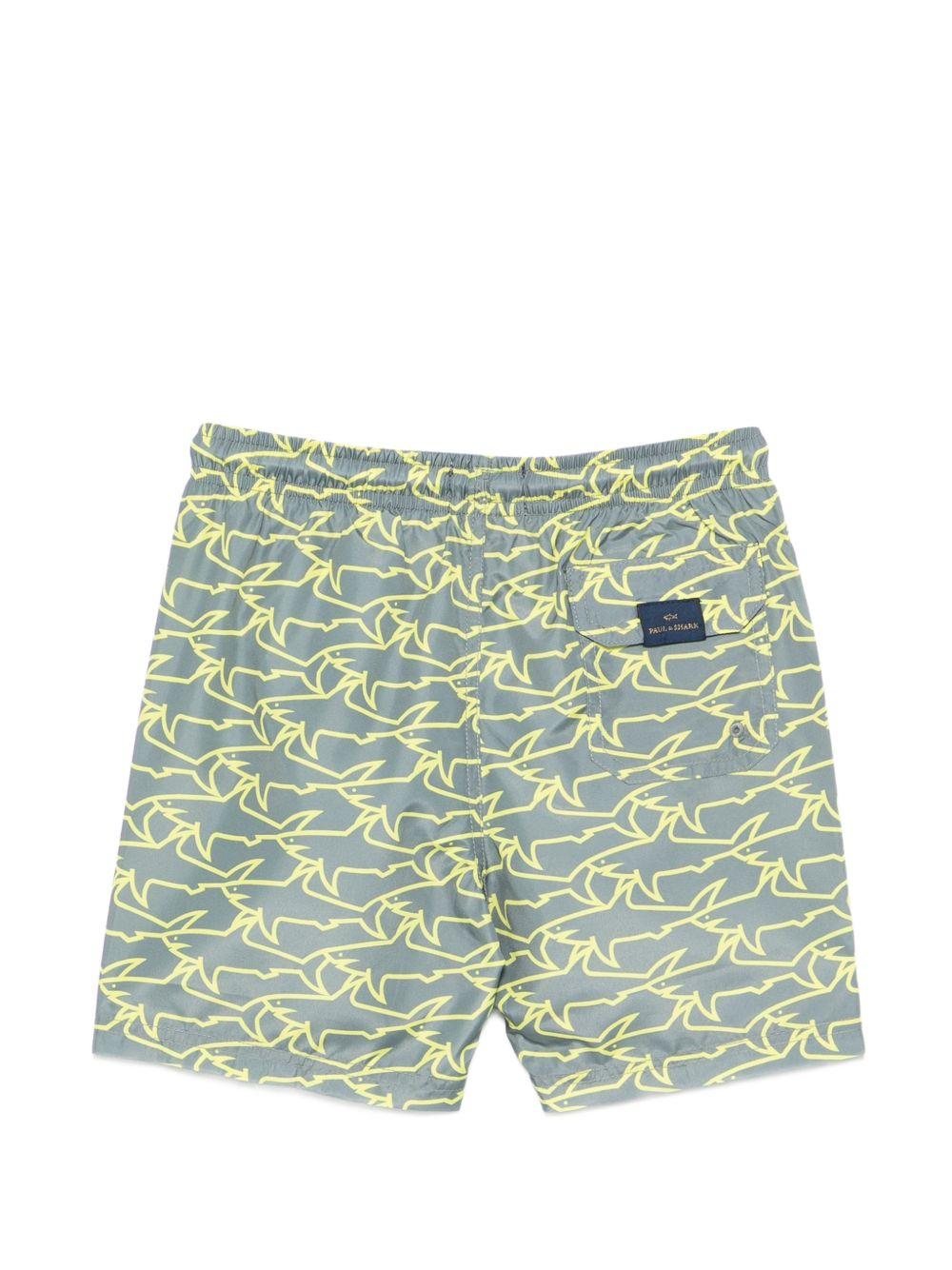 Costume per bambino Paul & Shark Kids verde con stampa squali all-over WUL002LKB03 30715 PAUL & SHARK KIDS 