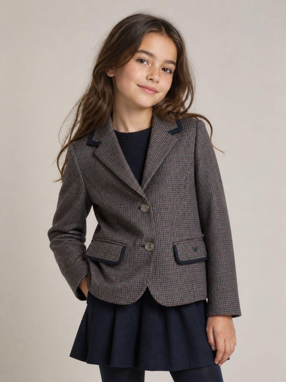 Giacca per bambina Emporio Armani Kids multicolore con motivo pied de poule EG000948 AF26957 F8045 EMPORIO ARMANI KIDS 
