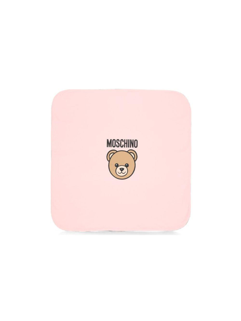 Coperta per neonata Moschino Kids rosa con dettaglio Teddy Bear MUB00OLCA40 50209 MOSCHINO KIDS 