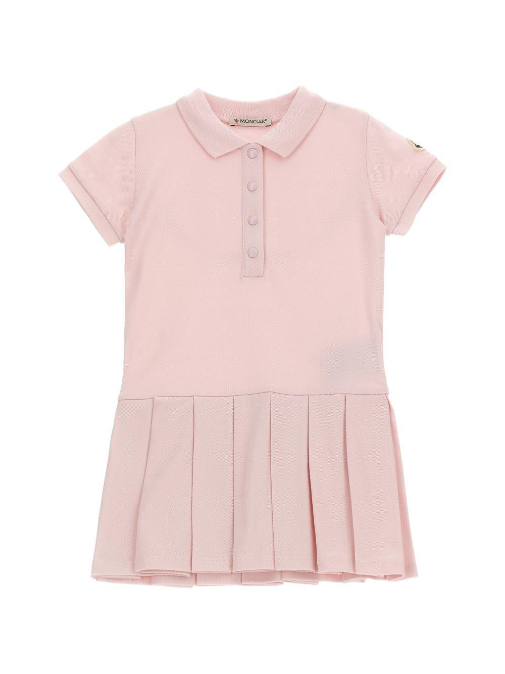 Abito per neonata Moncler Enfant rosa con design plissettato L19518I000088496F 505 MONCLER KIDS 
