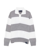 Maglione per bambino Paul & Shark Kids bianco e grigio con motivo a righe WUW007LHE88 81156 PAUL & SHARK KIDS 