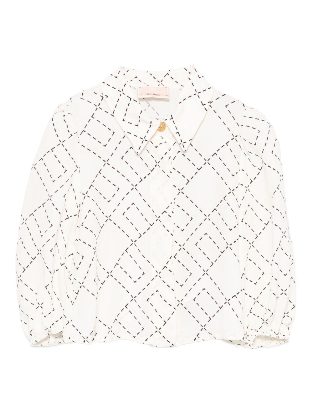 Blusa per neonata Elisabetta Franchi La Mia Bambina bianco con stampa monogramma EGCA0480VI040 0077 ElISABETTA FRANCHI 