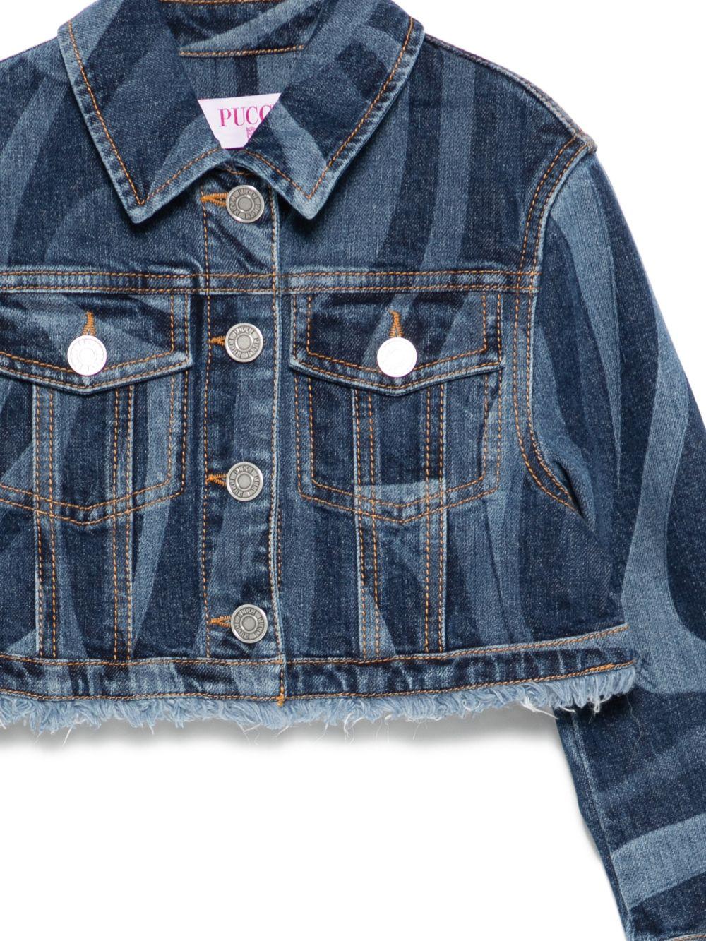 Giubbino per bambina Emilio Pucci Junior denim con design a fantasia PY2A37 L0384 620 EMILIO PUCCI KIDS 