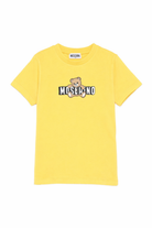 T-shirt da bambino Moschino Kids gialla con stampa logo HZM058LAA03 50577 MOSCHINO KIDS 