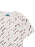 T-shirt per bambino Kenzo Kids bianca con stampa logo all-over K61686 117 KENZO KIDS 