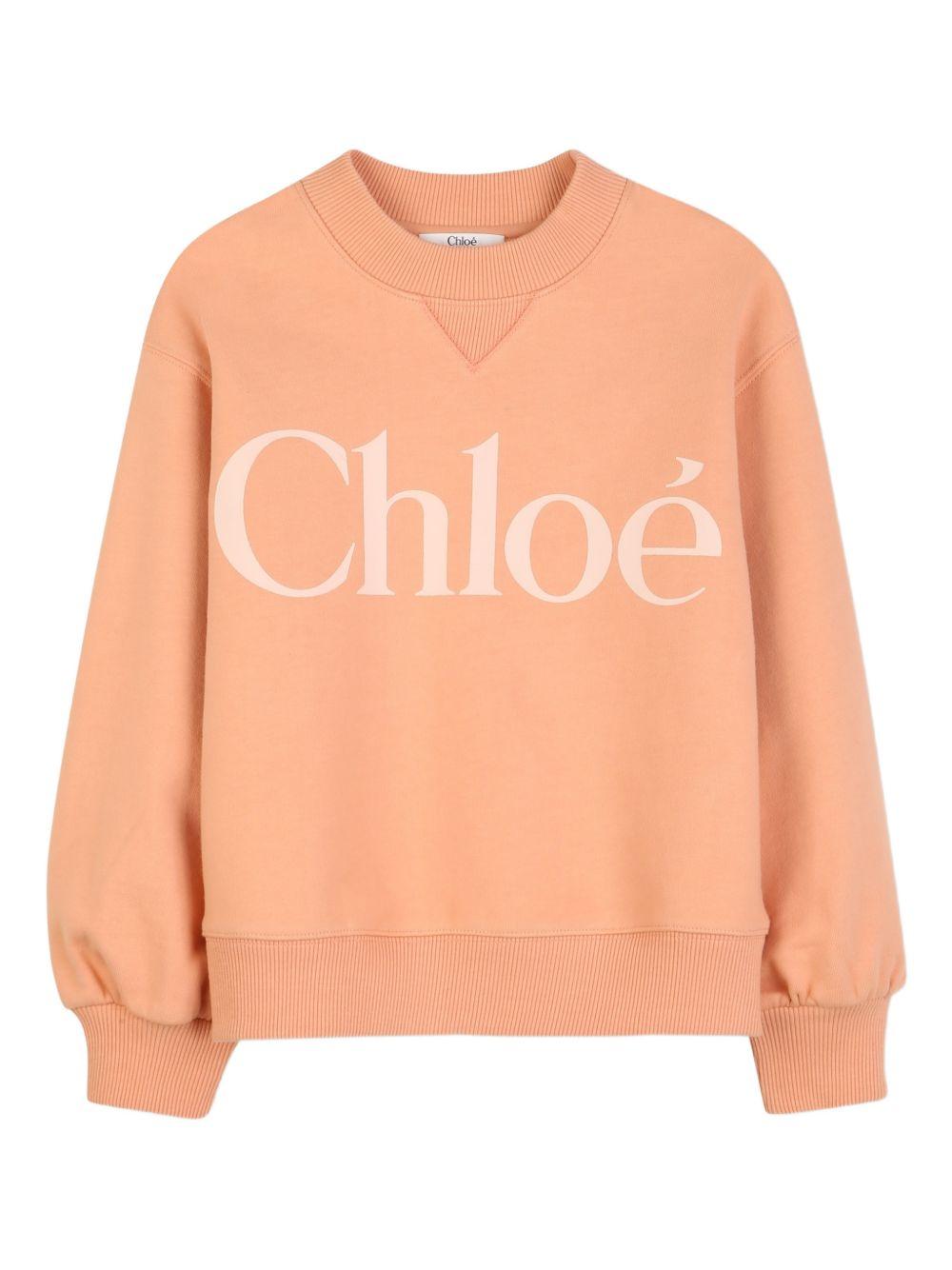 Felpa per bambina Chloé Kids arancione con stampa con logo C20845 43A CHLOE' KIDS 