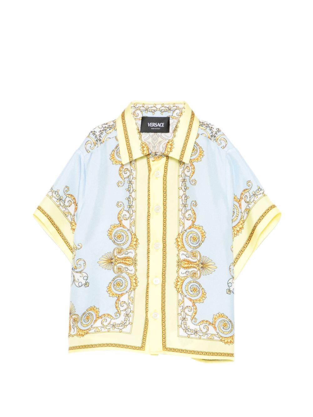 Camicia per neonato Versace Kids azzurra con design barocco 10186401A17228 5Y580 VERSACE KIDS 