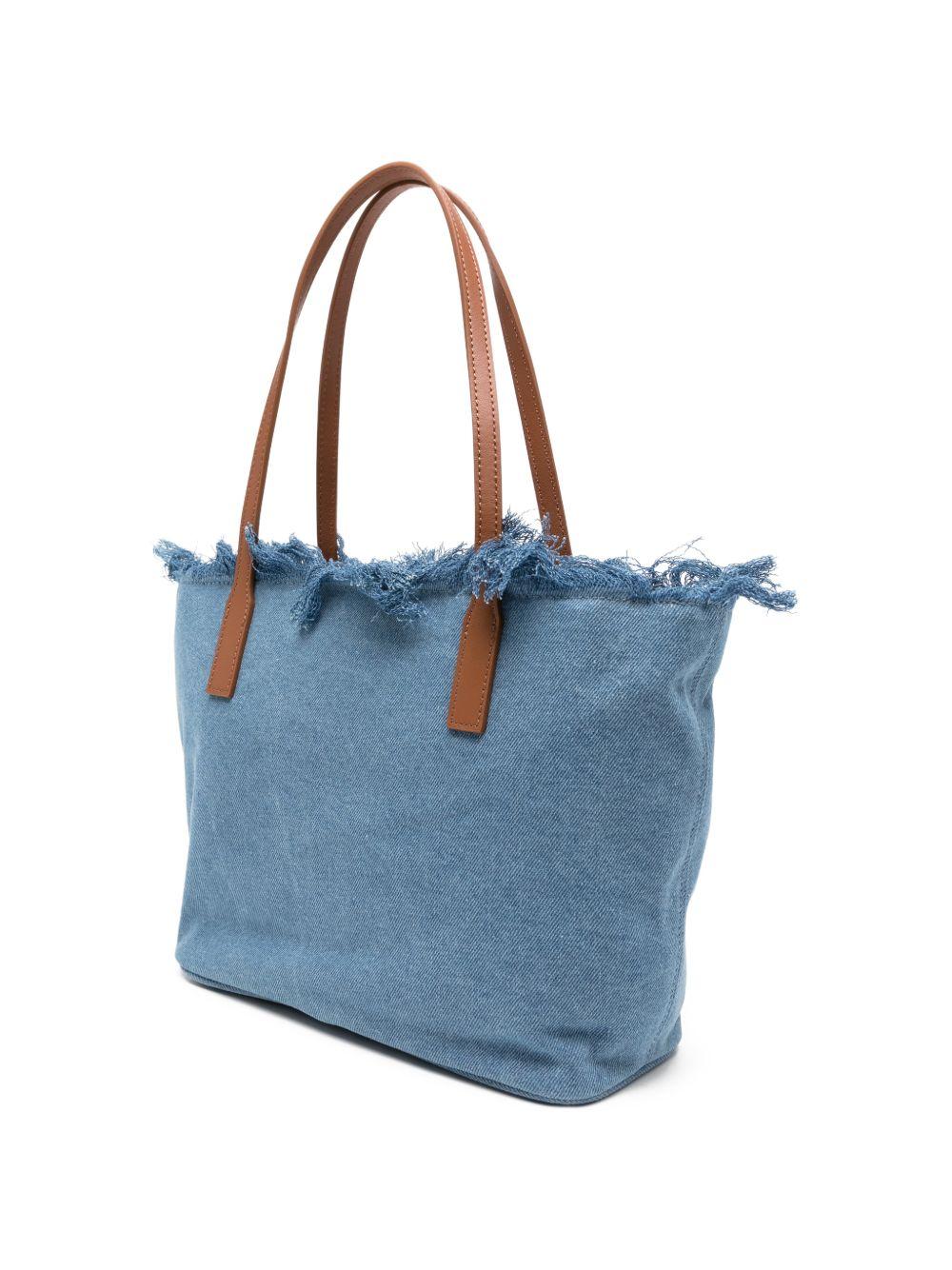 Borsa City Medium MC2 Saint Barth in denim con frange CBMF001 00436L MC2 ST. BARTH KIDS 