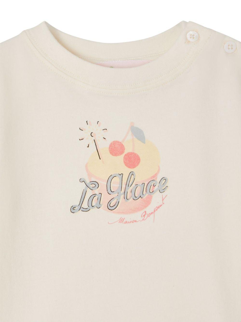 T-shirt per neonata Bonpoint Dom bianco con stampa sul davanti S05XTSK00012 104 BONPOINT KIDS 