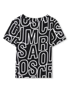 T-shirt con logo all-over per bambina Marc Jacobs Kids nero con design crop W60462 09B THE MARC JACOBS KIDS 