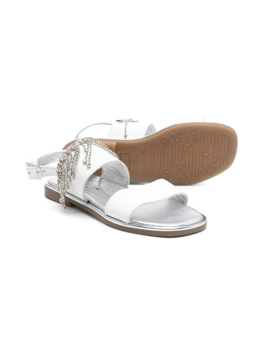 Sandali per bambina Monnalisa bianco con frange di cristalli 87E007 5721 0001 MONNALISA 