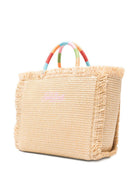 Borsa tote Colette MC2 Saint Barth beige con frange ricamate COL0017 02737L MC2 ST. BARTH KIDS 