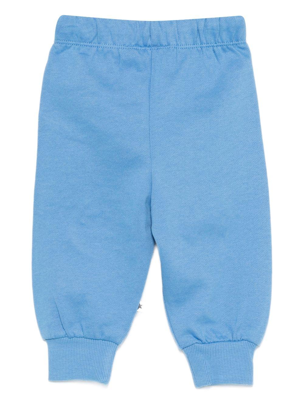 Pantaloni Simeon sportivi per neonato Molo azzurri con toppe smile sulle ginocchia 6S26I205 5615 MOLO KIDS 