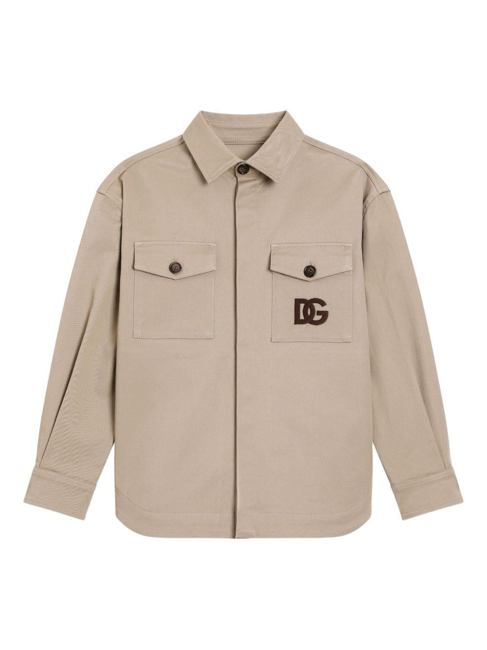 Camicia per bambini Dolce & Gabbana Kids beige con chiusura frontale con zip L44S54 FUFL3 M0208 DOLCE & GABBANA KIDS 