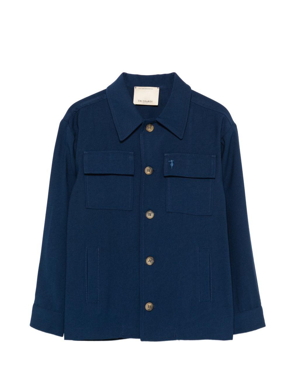 Giacca per bambino TRUSSARDI JUNIOR blu con logo ricamato TBP26062GC BLUE EST. TRUSSARDI KIDS 