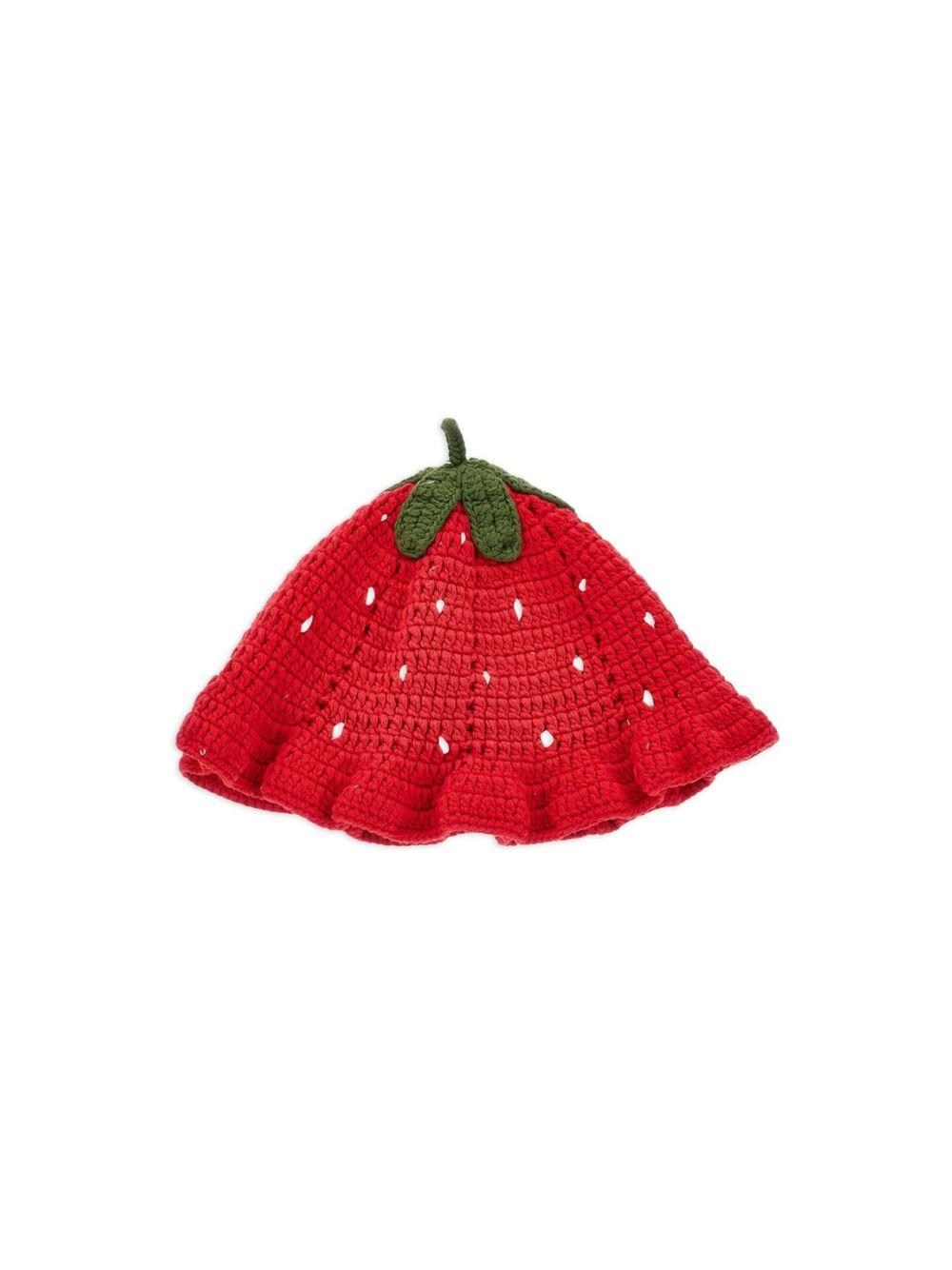 Cappello per neonata Monnalisa rosso con design a fragola 39G003 7030 0044 MONNALISA 