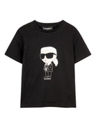 T-shirt per bambino Karl Lagerfeld Kids nera con stampa grafica Z31096 09B KARL LAGERFELD KIDS 