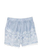 Shorts per bambina Ermanno Scervino Junior in denim con ricamo all-over Z1G414 7672 0062 ERMANNO SCERVINO KIDS 