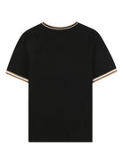 T-shirt per bambino BOSS Kids nera con logo ricamato J52368 09B BOSS KIDS 