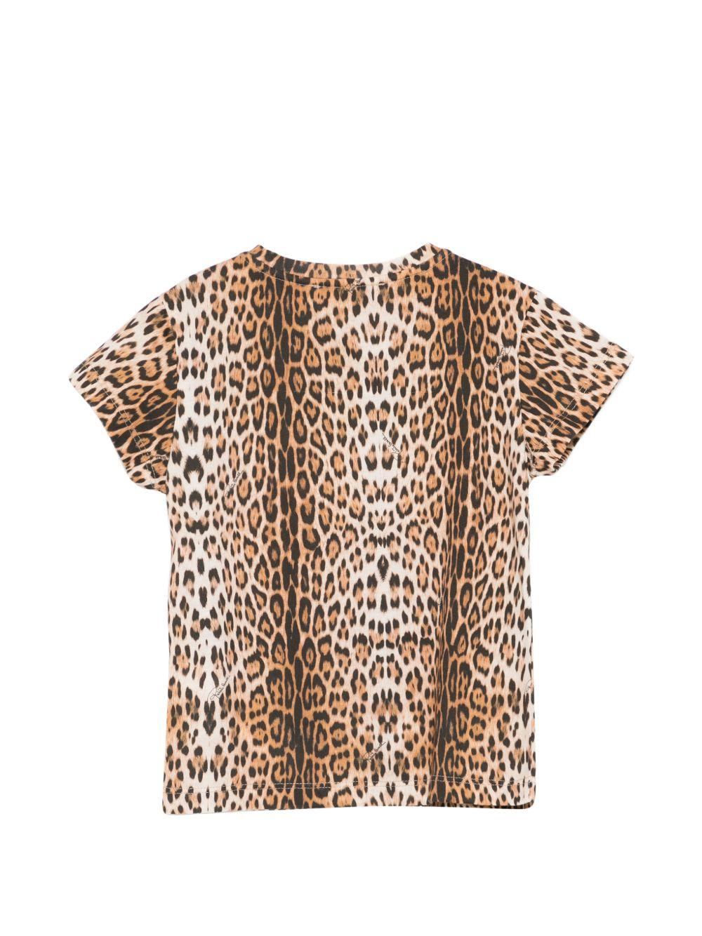 T-shirt per bambina Roberto Cavalli Kids animalier con logo sul davanti CGP26124TS MACULA N.H. ROBERTO CAVALLI KIDS 