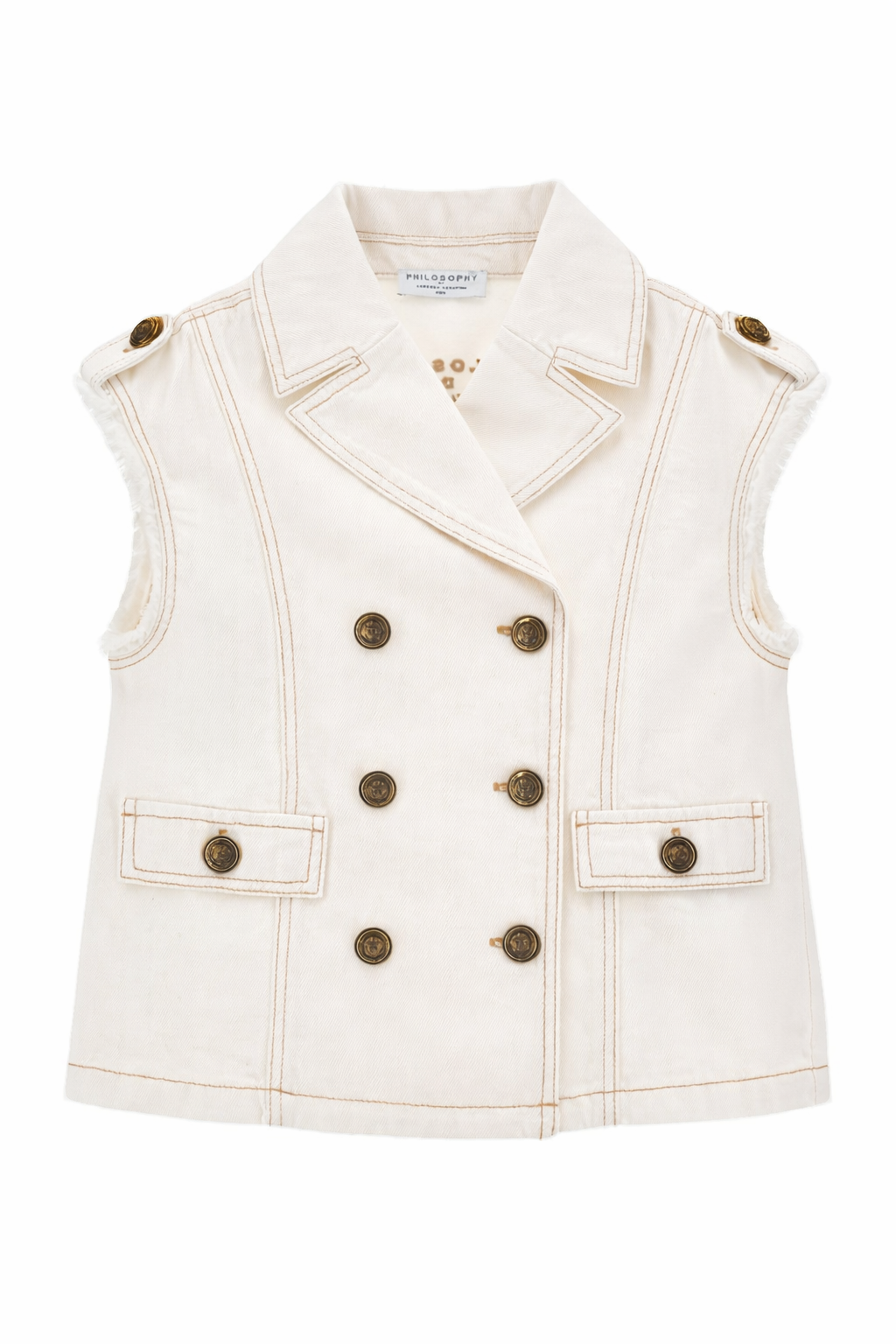 Gilet per bambina Philosophy di Lorenzo Serafini Kids bianco con chiusura doppiopetto I9G103 7091 0002 PHILOSOPHY KIDS 