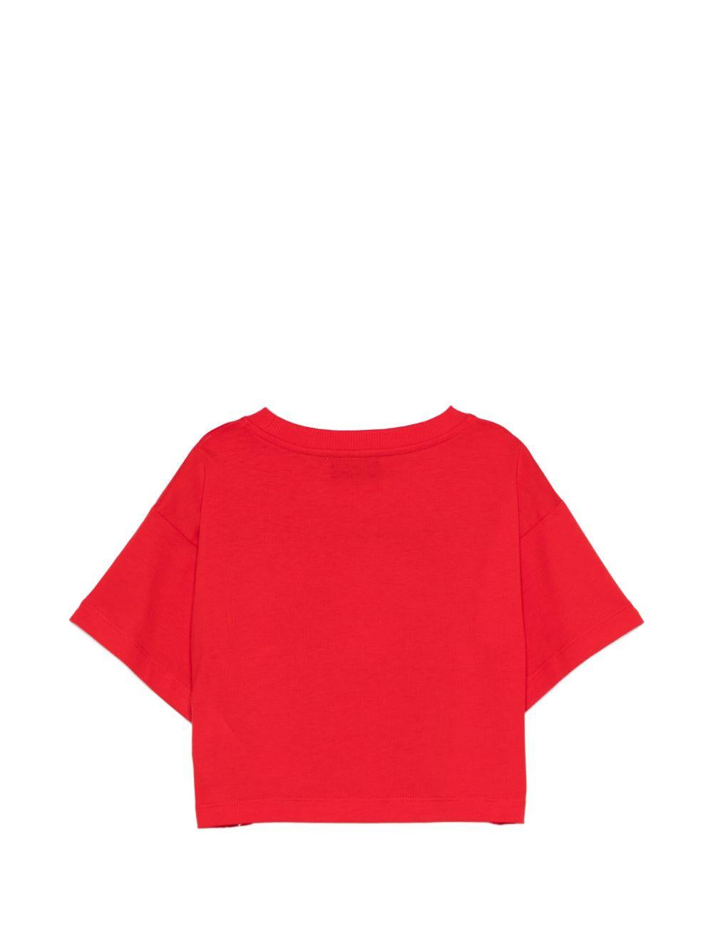 T-shirt per bambina Moschino Kids rossa con stampa ciliegie HDM06YLAA02 50109 MOSCHINO KIDS 