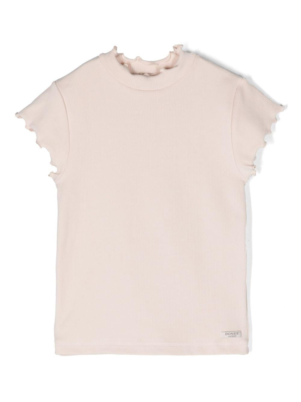 T-shirt per bambina Donsje rosa cipria a coste 4075000 00009 DONSJE KIDS 