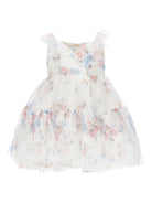 Abito per neonata Monnalisa bianco con stampa a fiori 31G902 7655 0099 MONNALISA KIDS 