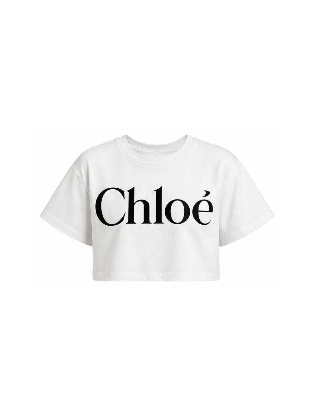 T-shirt per bambina Chloè Kids bianca con design crop C21305 117 CHLOE' KIDS 