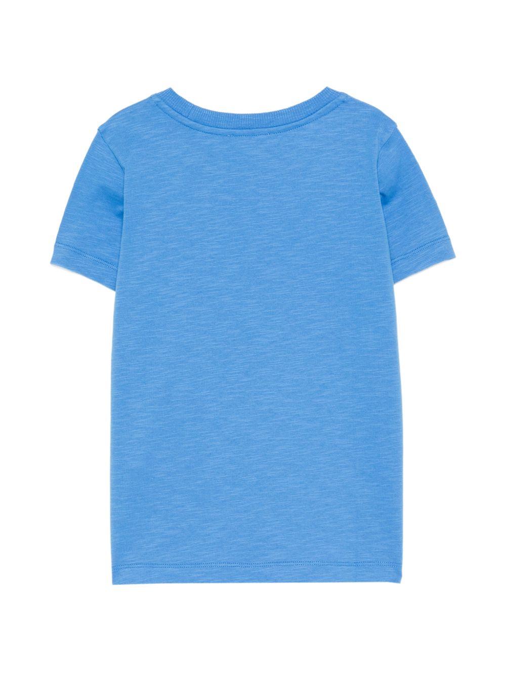 T-shirt per bambino Moschino Kids azzurro con logo sul davanti HVM058LAA52 40630 MOSCHINO KIDS 