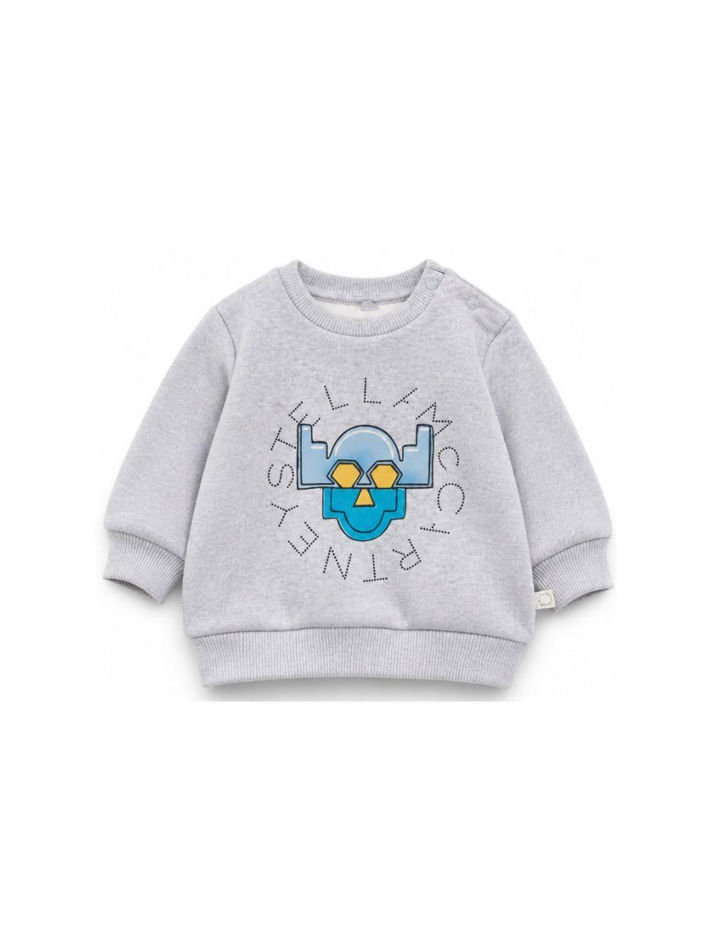 Felpa per neonato Stella McCartney Kids grigia con stampa grafica robot sul davanti TZ4300 Z4016 807 STELLA McCARTNEY KIDS 