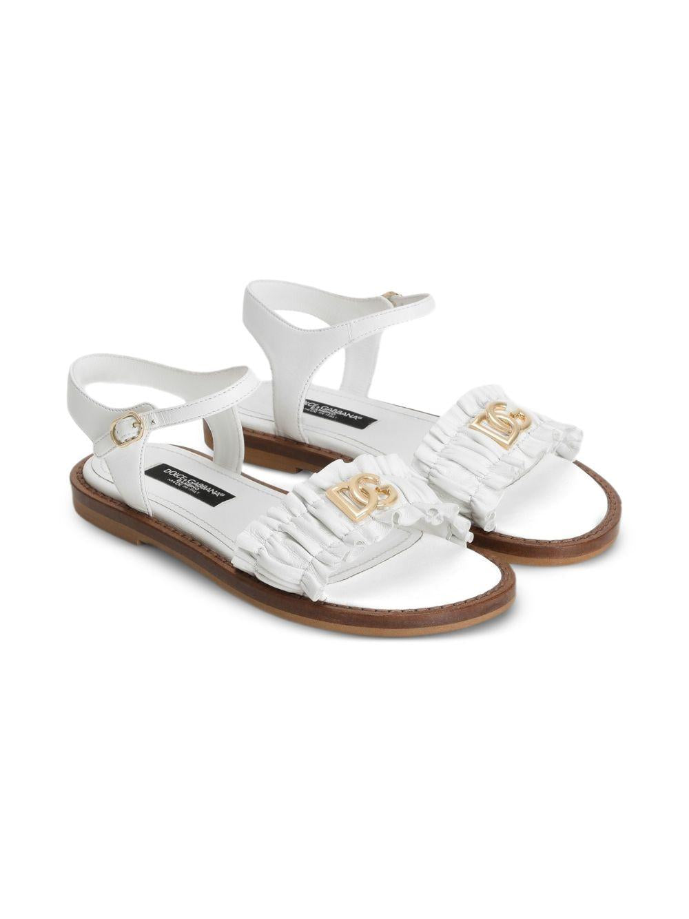 Sandali per bambina Dolce & Gabbana Kids bianchi con placca logo D11372 A1850 80001 DOLCE & GABBANA KIDS 