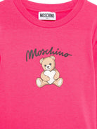 T-shirt per bambina Moschino Kids fucsia con stampa Teddy HDO010LBA11 50541 MOSCHINO KIDS 