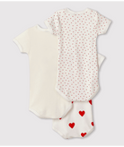 Body per neonati Petit Bateau bianco con fantasia a cuori A00BB 00 PETIT BATEAU KIDS 