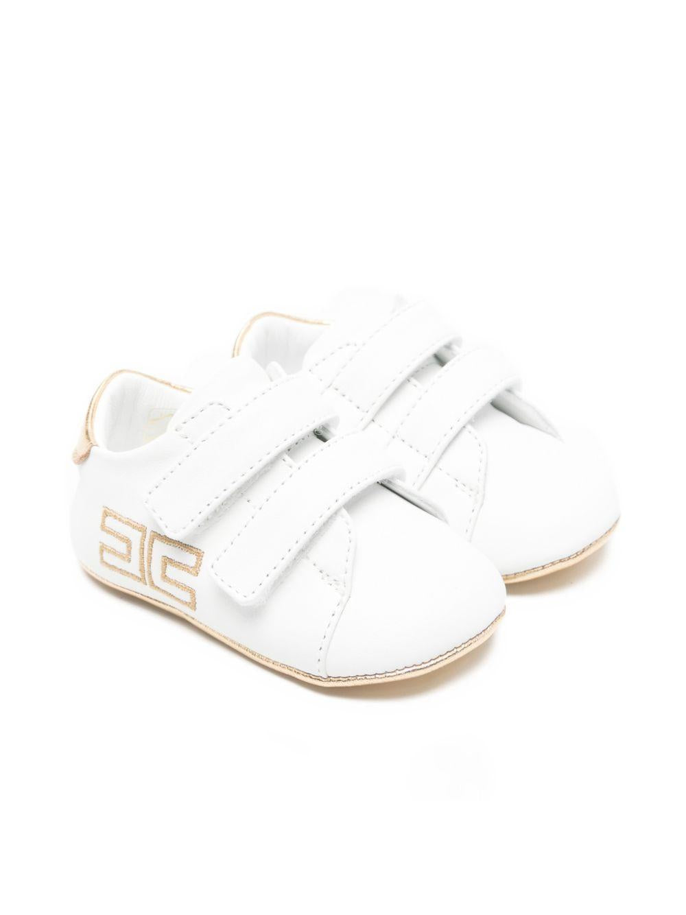 Scarpine primi passi per neonata Elisabetta Franchi La Mia Bambina bianche con logo ricamato F0A9E04631731 B093 ElISABETTA FRANCHI KIDS 